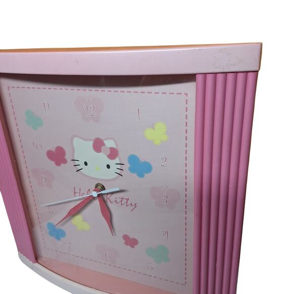 Hello Kitty Y2K vintage RARE 2005 Sanrio pink wall clock square plastic kawaii - Picture 2 of 4